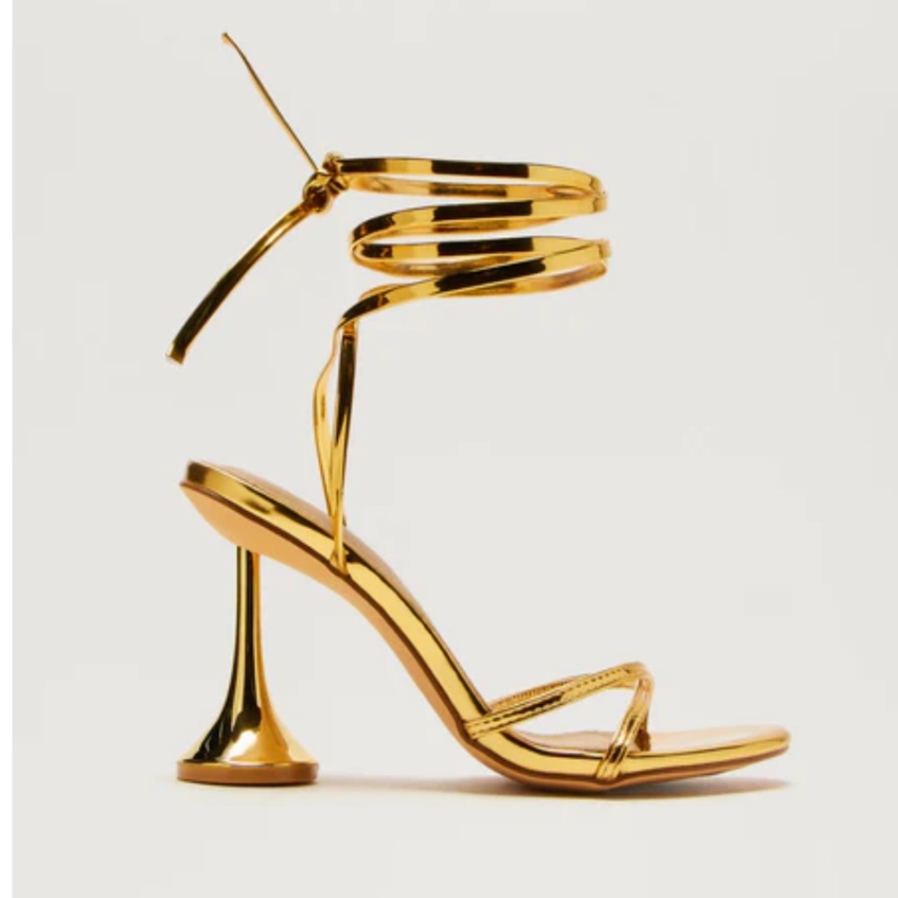 Fashion Nova Gold Metallic Sculptural Heels
